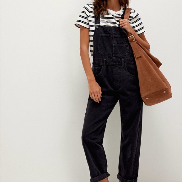 We The Free Denim - Free People Ziggy Overalls in Mineral Black